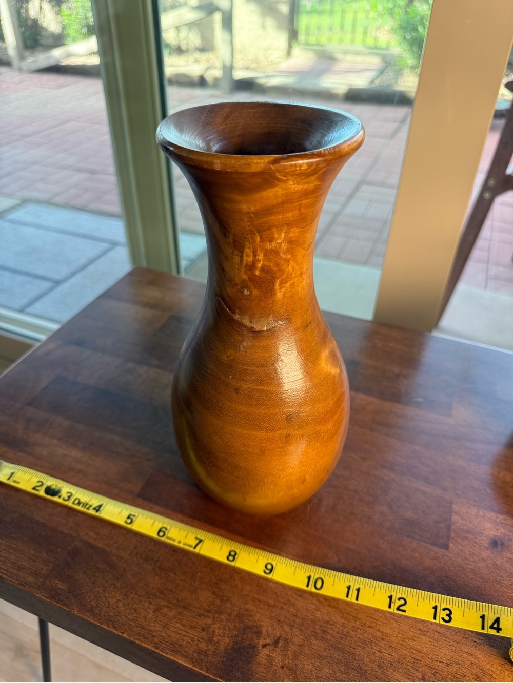 Handturned Decorative Wooden Vase in Warm Brown